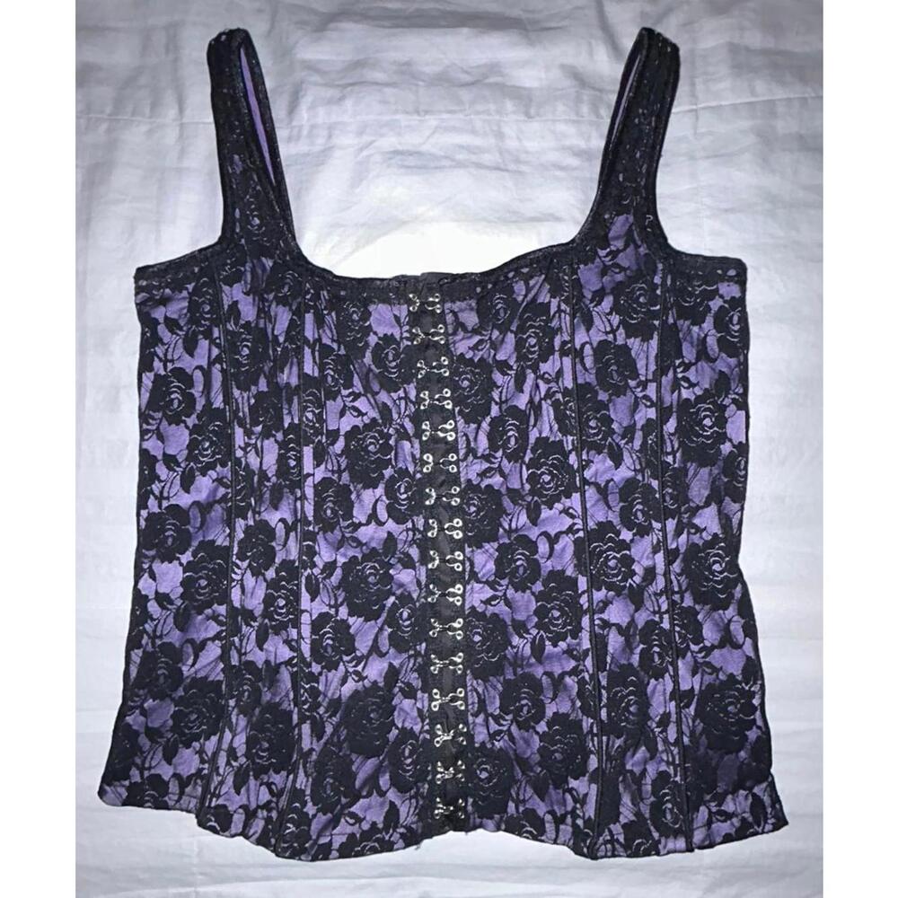Tripp NYC Corset Purple Black Lace Sz XXL